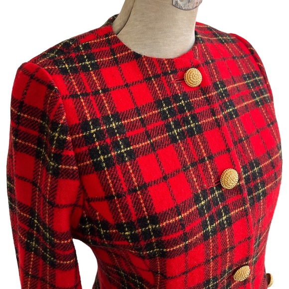 Vintage Wool Tartan Plaid Blazer Jacket Alex de Bolzan - Picture 4 of 9